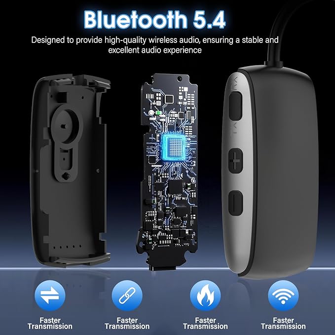 Bluetooth 5.4 Transmitter Receiver for 2 AirPods or BT Devices, Wireless Adapter for Flight, TV, PC and Gym, Switch, Bluetooth Wireless Transmitter with Dual Link AptX Adaptive/Low Latency/HD Audio