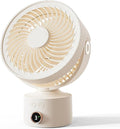 CARONSORT Desk Fan, Small Oscillating Fan for Bedroom, 9 Inch Table Fans Quiet,Desk Air Circulator Fan with 3 Speeds, 4H Time, Rechargeable Fan for Office/Dorm/Room-Beige