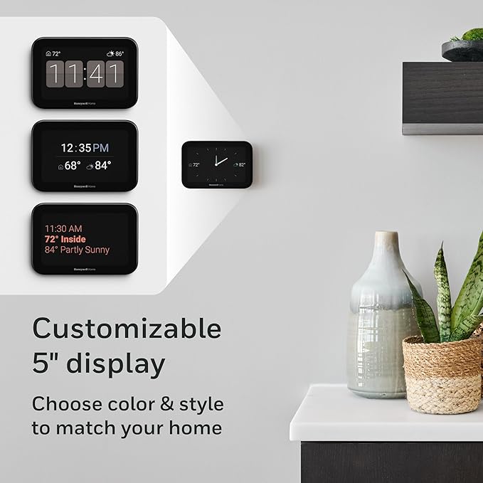 Honeywell Home X8S Smart Thermostat with Room Sensor, Video Doorbell Compatibility, IAQ Control, and Customizable Touchscreen Display, Black