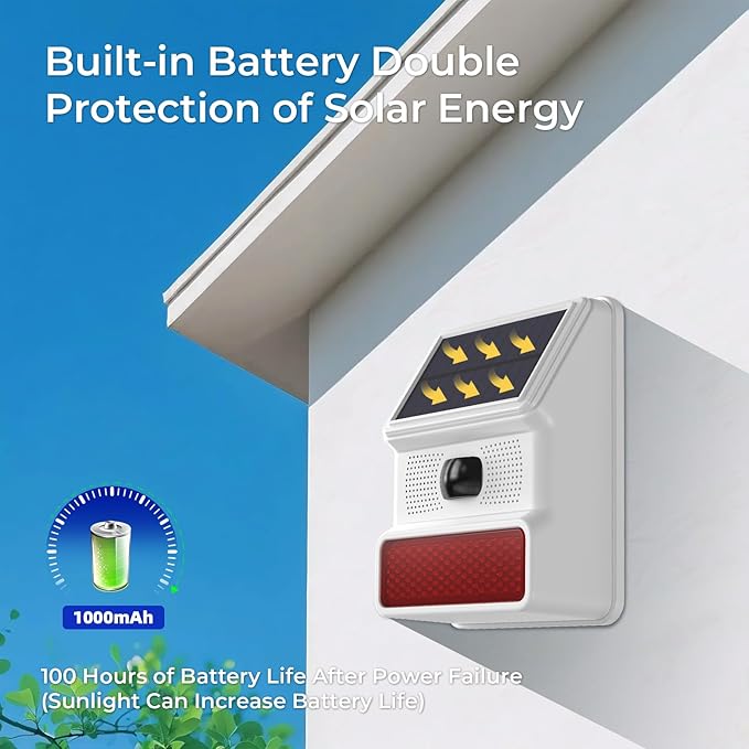 Hapippofa Solar Wireless Motion Sensor Alarm,Driveway Alarm Outdoor Waterproof Alert 120 dB Siren Sound Security System for House Yard Farm