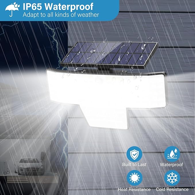 Adewalk Solar Lights Outdoor, 2PACK 448 LED Wall-Mounted Flood Light, 3500LM IP65 Waterproof Solar Street Lights with Motion Sensor and Remote Control for Dusk-to-Dawn Illumination