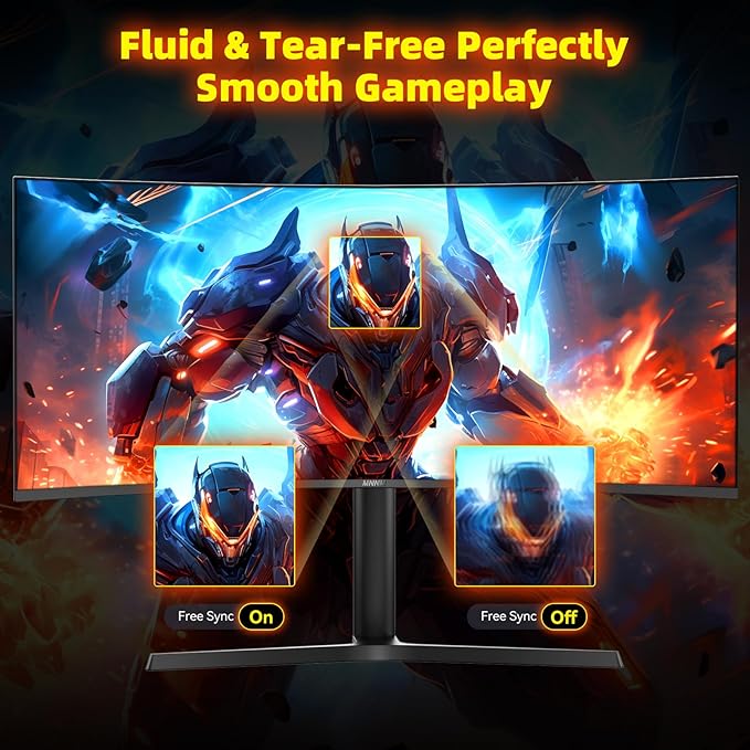 MNNM 34 Inch Ultrawide Gaming Monitor - 21:9 WQHD 3440 x 1440 R1500 Curved Computer Monitor for Gamer, 180Hz 1ms AMD FreeSync PIP/PBP Crosshair TÜV Eye Care, HDMI 2.0 & DP1.4, Tilt/Height/Swivel Stand
