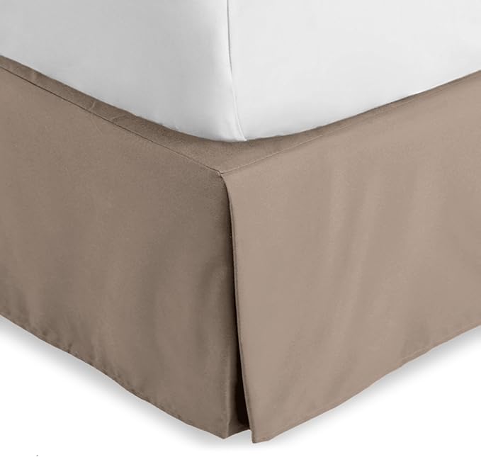 Bare Home Full Bed Skirt - 15-Inch Tailored Drop Easy Fit - Bed Skirt for Beds - Center & Corner Pleats (Full, Taupe)