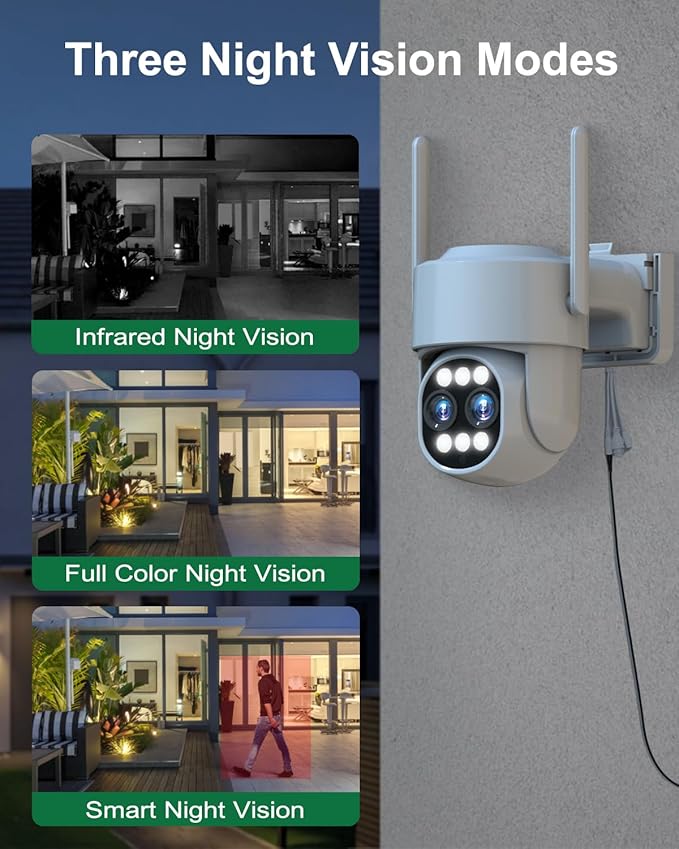 ZHXINSD 4K Security Camera System Wireless, Dual Lens 4MP+4MP 10X Zoom 2.4G/5G PTZ Cameras for Outdoor Home Security, Auto Tracking, 10” Monitor NVR Pre-Installed with 1TB HDD, 24/7 Record