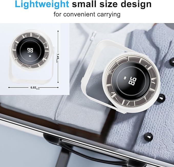 DURBESTER Small Desk Fan, 28dB Ultra-Quiet Desktop Air Circulator with 115° Adjustable Tilt, 100 Speeds, Rechargeable Battery, USB-Powered, Portable for Bedroom, Office, Kitchen, Travel -White