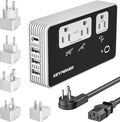 KEY POWER 2000W Voltage Converter US to Europe, 220V to 110V Converter for European Travel for Hair Dryer Straightener Curling Iron,International Universal Power Adapter with Type C, E/F, G, I, A.