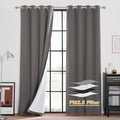 RYB HOME Noise Reducing Barrier for Bedroom, Totally Blackout Drapes Energy Smart Window Treatment Anti Dust Divider Curtains PM2.5 Pollen Smog Filtering, Grey, W52 x L72 inch, 2 Panel