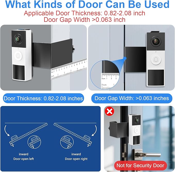 Anti-Theft Doorbell Mount No Drill Compatible with Tapo/Orbitell/Eufy/Aosu Video Doorbell, Universal Doorbell Camera Mount, Adjustable Mounting Bracket Holder Accessories for Apartment Rentals Mount