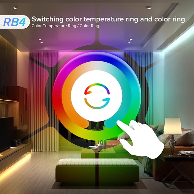 BTF-LIGHTING RB4 2.4G Wireless Touch RF Remote for FCOB SMD Chasing RGBCCT LED Strip Light 4 Zone Control Match with SP530E SP630E SP635E SP63AE SP63CE Controller