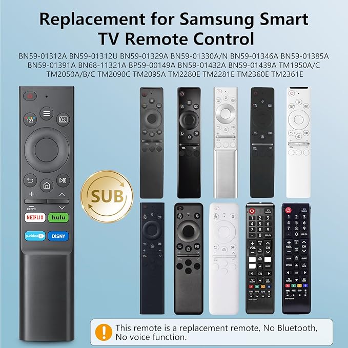 【Pack of 2】 Universal for Samsung-Smart-TV-Remote-Control Replacement for 2016-2026 All Samsung TVs