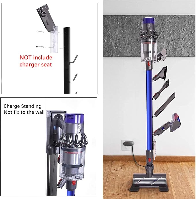 XIGOO Storage-Stand-Docking-Station-Holder Compatible with V15 Detect V11 V10 V8 V7 V6 Cordless Vacuum Cleaners & Accessories, Stable Metal Bracket Organizer Rack, Brushed Black