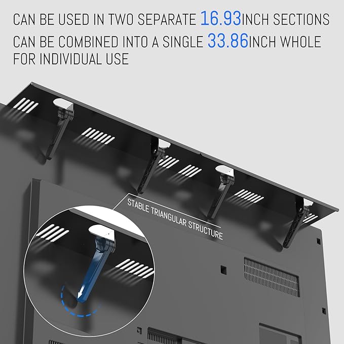 Adjustable Steel TV Top Shelf, Soundbar Mount, Universal Monitor Shelf for Soundbar, Game Console, Cable Box, Router Shelves and Home Accessories (No Storage Boxes, 2PCS)