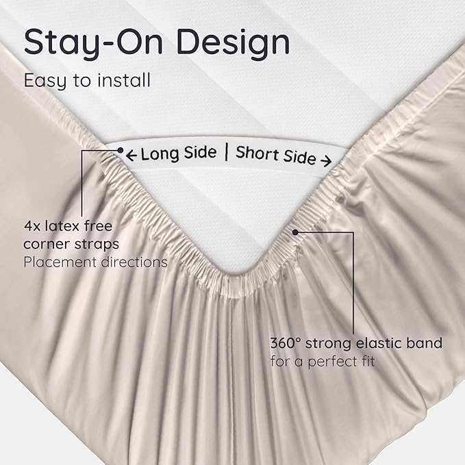 Bambaw 100% Viscose Derived from Bamboo Fitted Sheet Full Size, Cooling Fitted Sheet Full Size, 15’’ Deep Pockets, Ultra Soft Bottom Sheets Only (Sand)
