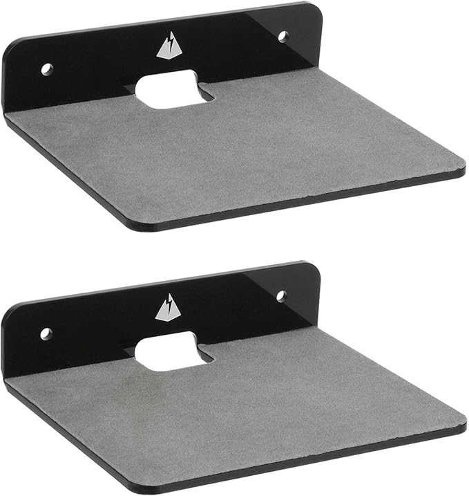 TXEsign Wall Shelves - 2 Pack, Small Wall Mount for Speaker, Webcam, Cell Phones, Acrylic Display Shelf (Black, Medium)