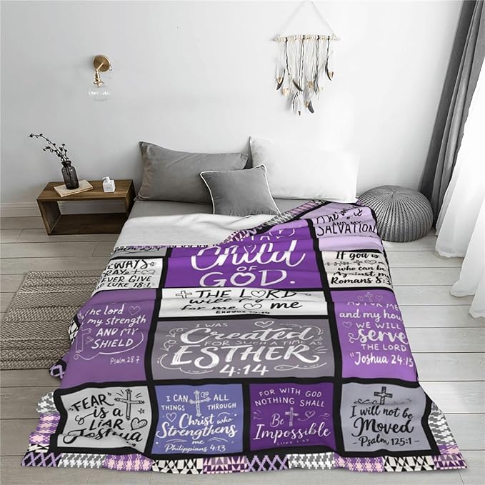 Christian Blanket Gift for Women, Inspirational Throw Blanket for Couch, Soft Lightweight Flannel Blanket, 40"x 50" Thoughts and Prayers Blankets for Bedroom Sofa Living Room Decoration