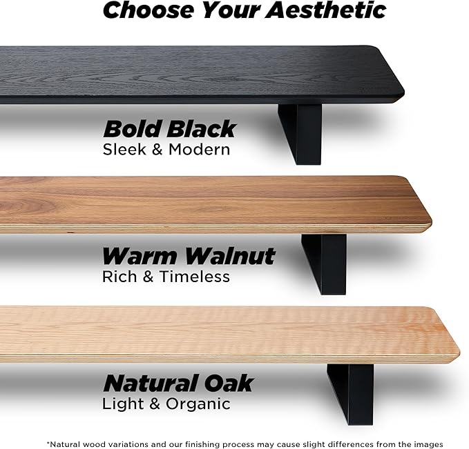 ULTRARM Moodular Wooden Monitor Stand 45.6” (116cm) Large Desk Organizer with Metal Slide Rails for Drawer, Tray, Laptop, Tablet, Phone & Headphones Customizable Riser for Organized Workspace Oak