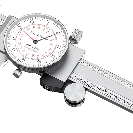 HDLNKAK Dial Caliper 0-6"/150mm Dual Reading Scale, Inch/Metric SAE Standard, Stainless Steel Caliper Measuring Tool Accurate to 0.001”/ 0.02 mm, Silver