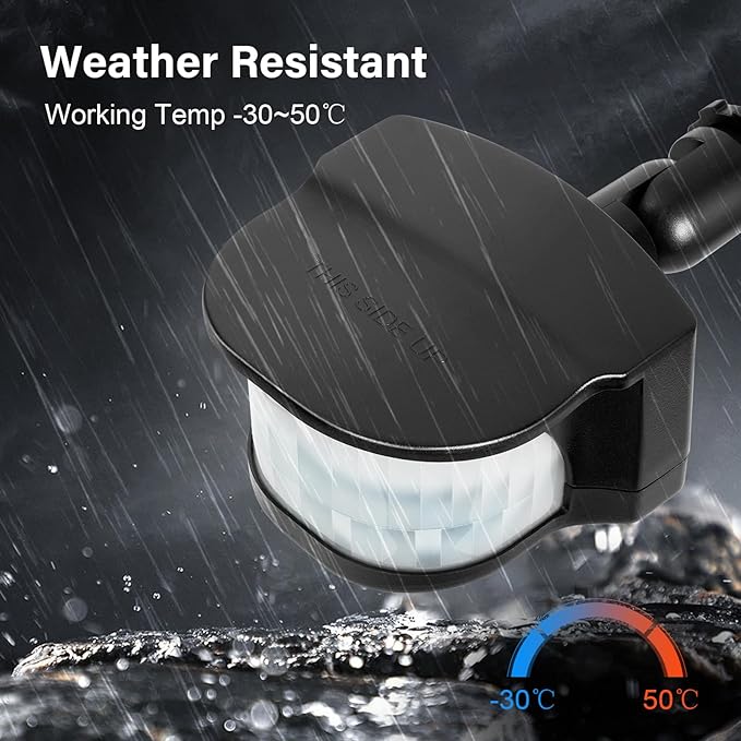 TREEWELL 240-Degree Replacement Motion Detector, Adjustable Time & Detection Sensitivity Up to 60 Feet Range, 3 Working Modes Pir Motion Sensor for Security Floodlight, Black, UL Listed