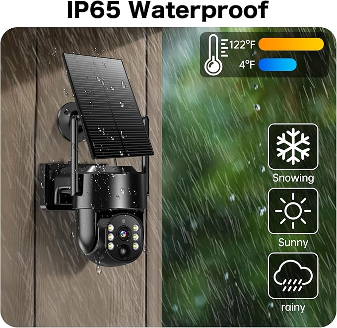 Solar Security Cameras Wireless Outdoor, 5G/2.4G Solar WIFI Cameras for Home Security,Solar Powered Outside Camera Wireless,Human Detection, Color Night Vision, 2-Way Talk for home Porch/Garage/Yard