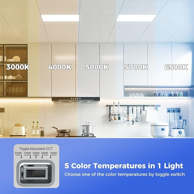 AIKVSXER 42 Pack 2x2 LED Flat Panel Light, Flush Mount Ceiling Light Kitchen Lighting Fixtures,Bright 6500LM,0-10V Dimmable,Switchable 3000K/4000K/5000K/5700K/6500K, 30W/35W/40W/45W/50W