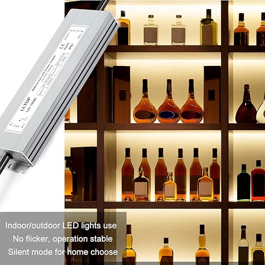 LLTOP LED Driver 100 Watts Waterproof IP67 Power Supply AC100-264V to 12V DC 8.3A Low Voltage Transformer Ultra Thin Adapter for Outdoor LED Lights, Computer Project