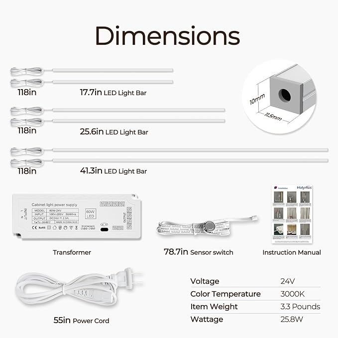 LED Recessed Lighting for Slat Wall Panels - 6PCS Self-Adhesive Dimmable LED Light Strips, 3000K Warm White with Touch Control, for Wood Wall Panels, Stairs, Headboard, Under Cabinet Decor