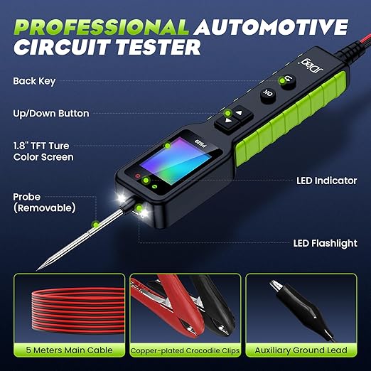 JDIAG Automotive Circuit Tester 0-80V DC, 12V 24V Digital Multimeter with Waveform Display, Buzzer, Flashlight, Short Finder, Continuity Tester, Voltage Tester for Diagnostic, Activating Components
