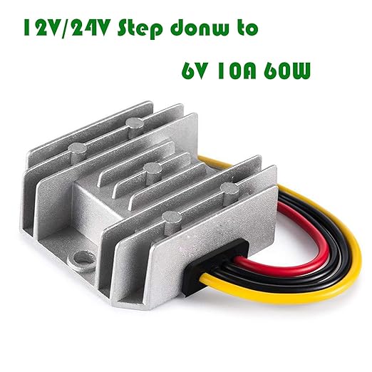 MGGi DC/DC Voltage Reducer Converter 12V 24V Step Down to 6V 10A 60W, Power Supply Module Buck Transformer, Waterproof, for Golf Cart, Forklifts, Car