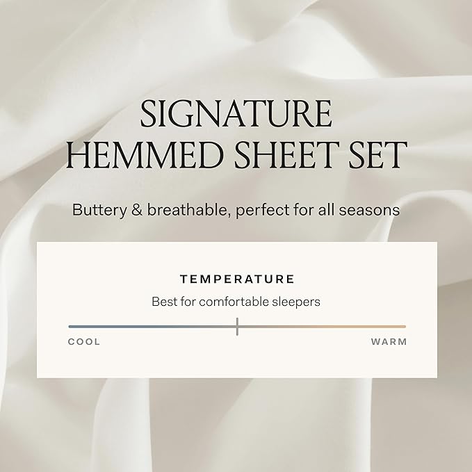 BOLL & BRANCH Signature Hemmed Sheet Set - California King, Juniper - Luxury 100% Organic Cotton - Includes 1 Flat, 1 Fitted, 2 Pillowcases - Buttery Soft