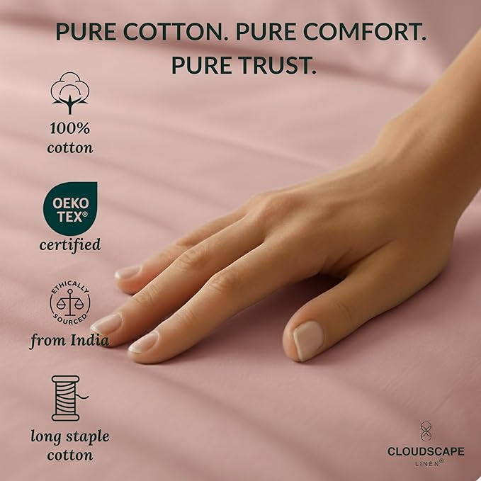 Cloud Scape Linen 100% Egyptian Cotton Sheets Full Size, 4 Pieces Luxury Bedding Set, 400 Thread Count,Hotel Quality, Silky Soft, Deep Pockets up to 17, Sepia Rose