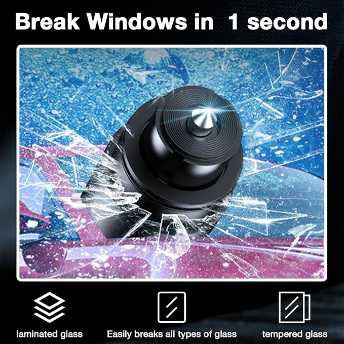 MOTORBUDDY Car Window Breaker Tool, 2-in-1 Window Breaker Seatbelt Cutter, Emergency Glass Breaker and Spring Loaded Auto Escape Tool，Car Accessories