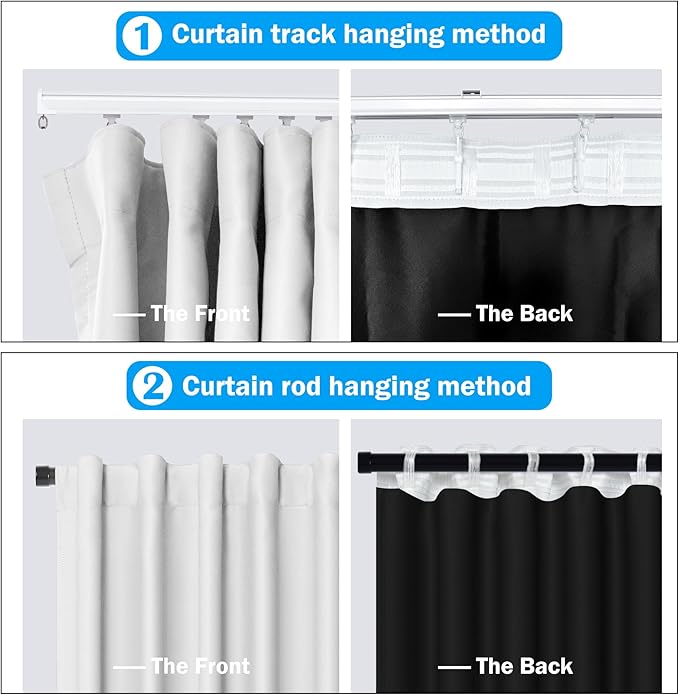 Room Divider Curtains Total Blackout Privacy Curtain Panel Room Thermal Insulated Noise Reduction Curtains for Bedroom Window Living Room Ceiling Track Curtain W 15 ft × H 9 ft White