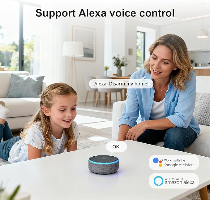 Home Security Systems,Door & Window Alarms for Home Kit,WiFi+GSM/4G Door/Window Alarm,Motion Sensors,SOS Button,Remote orSmart Life Tuya APP Control,for Apartment Kids Safety NO Monthly Fees,