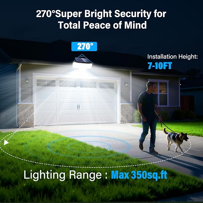 Adewalk Solar Lights Outdoor, 2PACK 448 LED Wall-Mounted Flood Light, 3500LM IP65 Waterproof Solar Street Lights with Motion Sensor and Remote Control for Dusk-to-Dawn Illumination