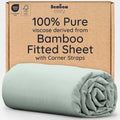 Bambaw 100% Viscose Derived from Bamboo Full Fitted Sheet Only, Soft & Cooling Fitted Sheet Full Size, 15’’ Deep Pockets (Sea Glass)