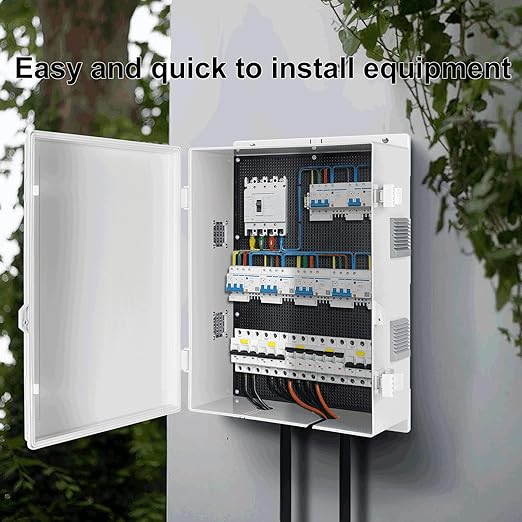 Namunanee Outdoor Electrical Junction Box, ABS Water Resistant Enclosure with Internal Mounting Panel & Hinged Cover (18.1" H* 12.6" L* 4.3" W)