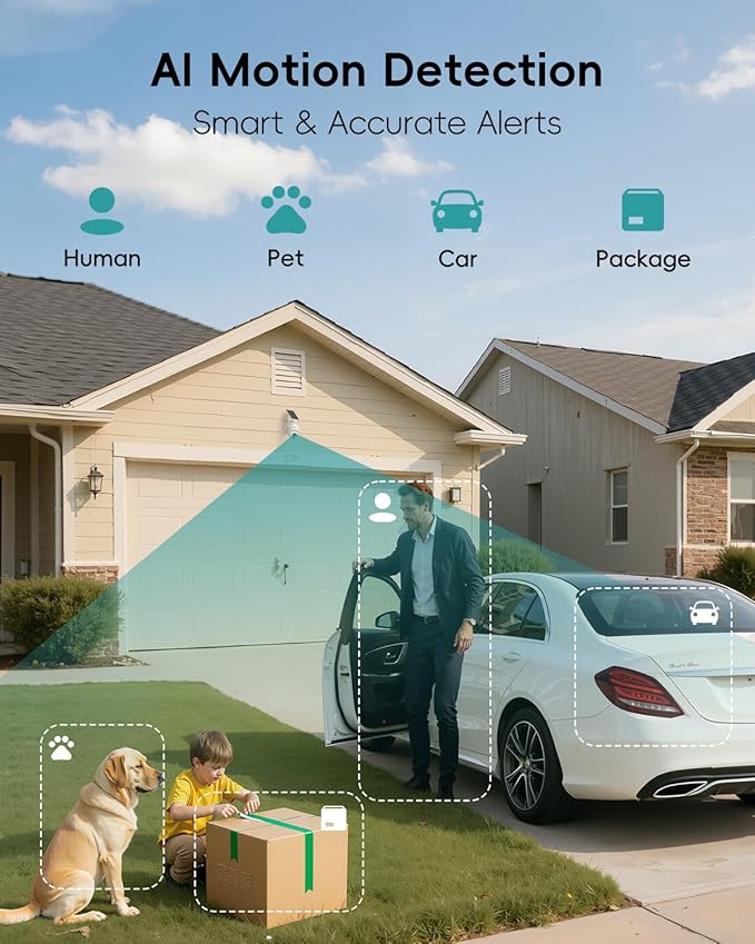 ZUMIMALL 2K Solar Security Cameras Wireless Outdoor | 360° PTZ View Control via App | 2.4G WiFi, Color Night Vision, 2-Way Talk, PIR Motion Detection, Free Rolling 7-Day Cloud Storage, No Monthly Fee