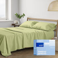 THREAD SPREAD 100% Cotton Queen Sheets Set - 400 Thread Count Queen Size Sheets (4 PC, Sage Green), 16" Deep Pocket All Around Elastic, Soft, Cooling, Durable & Breathable Sateen Weave Bed Sheet Set