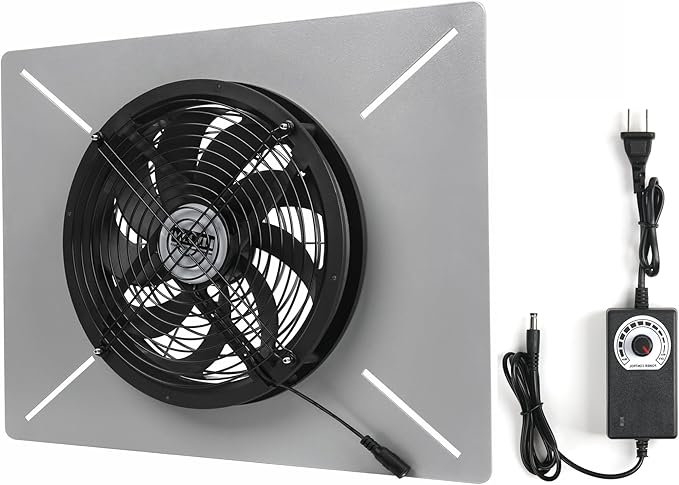 MEOZRI Basement Attic Crawlspace Ventilation Fan window Exhaust Fan Ultra-Thin Design Reversible Airflow (Medium-420CFM-13.8 * 11.8Inch)