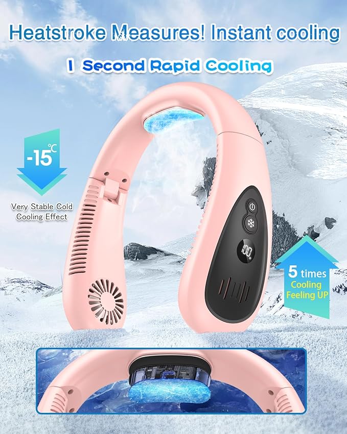 GAITIR Neck Air Conditioner, Portable Neck Fan with Cooling Plate 360°Cooling Airflow, 5000mah Rechargeable USB Fan Hands Free Bladeless Wearable Foldable Mini Fan for Men Women Home Office Outdoor