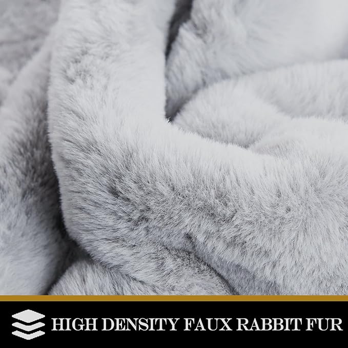 Latepis Fluffy Shag 2x6 Rug Grey Fuzzy Throw Area Rug Washable Gray Faux Rabbit Fur Plush Soft Rugs for Bedroom Accent Rugs for Kids Room Nursery Cute Room Decor