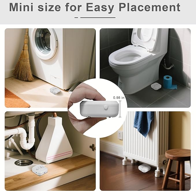 100dB Smart Water Sensor Alarm Water Leak Detectors for Home, with App Remote Monitor and Detection Lines, Wireless Tank Level Monitor for Basement,Kitchen,Bathroom (3pack)