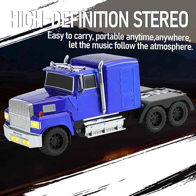 WSTER American Truck Bluetooth Speaker with HD Sound, TWS Pairing, LED Party Light, Operation Panel, Built-in Mic, Portable Car Model Speaker for Parties, Beach, Outdoor Activities (Blue)
