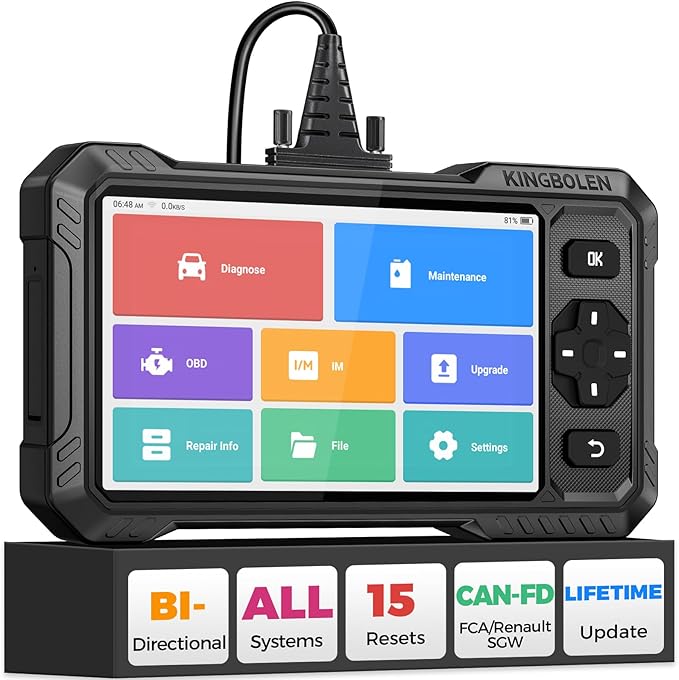 KINGBOLEN S6 Elite OBD2 Scanner, 2026 Bidirectional Scan Tool, 15 Reset, Active Test, All System Car Diagnostic Scanner, CAN FD/FCA/Renault SGW, Lifetime Free Upgrade Scanner for Car, Upgraded of S608