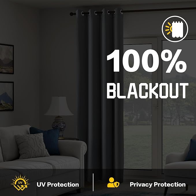 Grey Soundproof Curtains 3-in-1 Blackout Curtains Energy Saving Thermal Insulation Drapes for Winter Grommet Sound Dampening Curtains for Bedroom Living Room (1 Panel, Grey, 50" x 108")