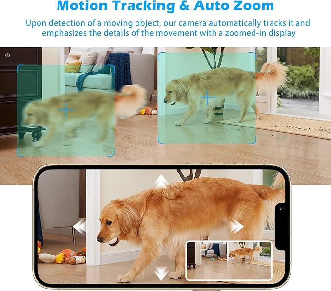 GUOANVISION 3MP Indoor Pan/Tilt Security Camera, 5G WiFi 360° Rotating Home Cameras for Baby Monitor/Pet Camera, Auto-Focus&Zoom,Motion Detection,2-Way Audio,Siren,Color Night Vision,Cloud&SD Card