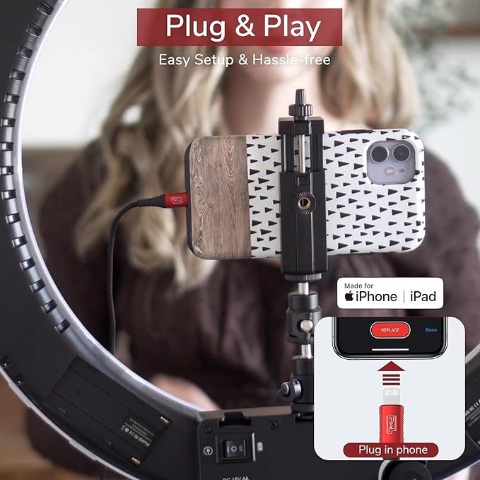 PIXEL Microphone for iPhone iPad(Apple MFi-Certified) from Mic for iPhone Live Streaming Vlogging | External Microphone for iPhone Video Recording, Compatible with Apple Lightning Devices (5ft)