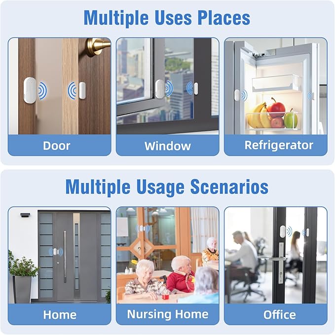 Door Chime,Sanjie WiFi Door Sensor Open Chime When Entering for Business/Home/Store/Office Alert Your Phone,Alarms for Kids Safety,500 FT Range,20 Ringtones ,2 Sensors 1 Receiver