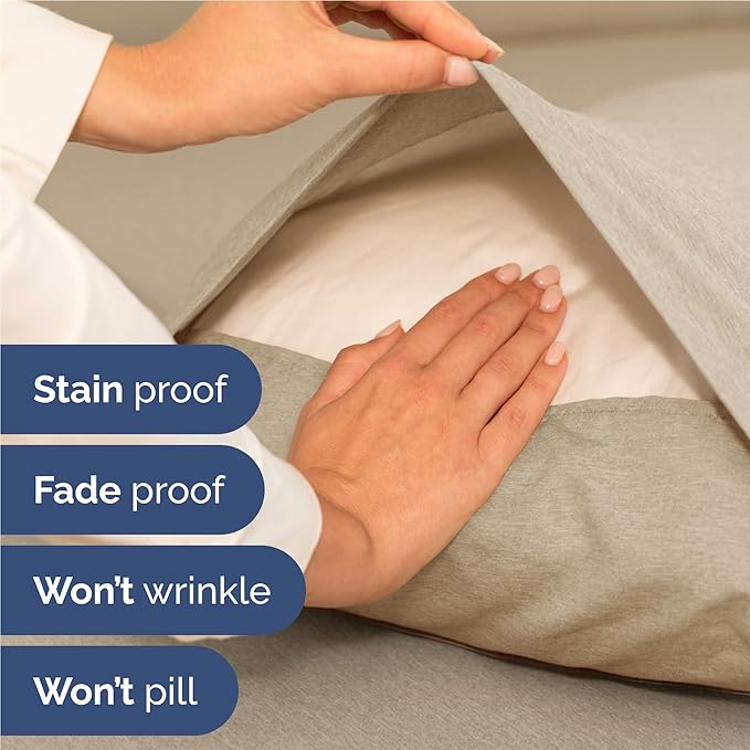 Full 6 Piece Sheet Set - Cooling & Breathable - Hotel Luxury Bedding, Includes Fitted Sheet for Women, Men, Kids & Teens - 1 Flat, 1 Fitted Sheet, 4 Pillowcases w/Deep Pockets - Heathered Beige