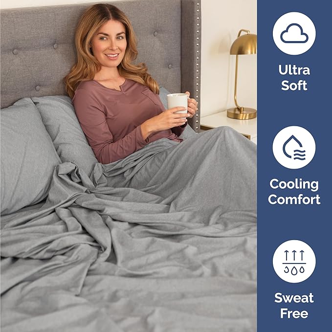 Twin 4 Piece Sheet Set - Cooling & Breathable - Hotel Luxury Bedding, Includes Fitted Sheet for Women, Men, Kids and Teens - 1 Flat, 1 Fitted Sheet, 2 Pillowcases with Deep Pockets - Heathered Grey